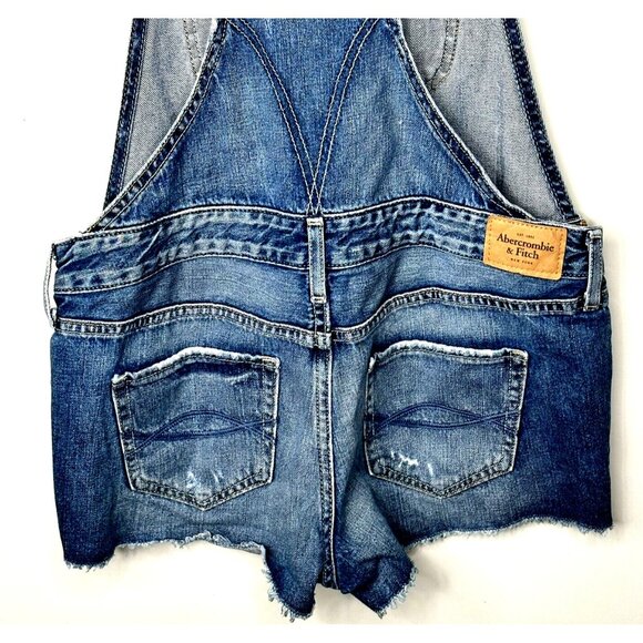 Abercrombie & Fitch Womens Overalls Distressed Short Denim Blue Size Small - Picture 5 of 11